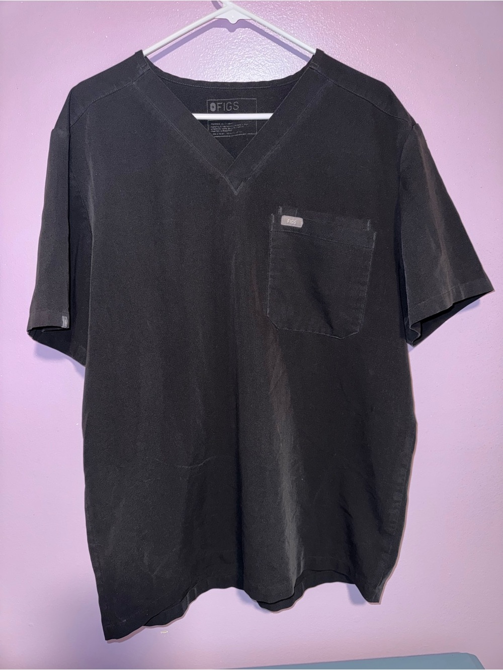 Figs Black V-Neck Pocket Short Sleeve Tee